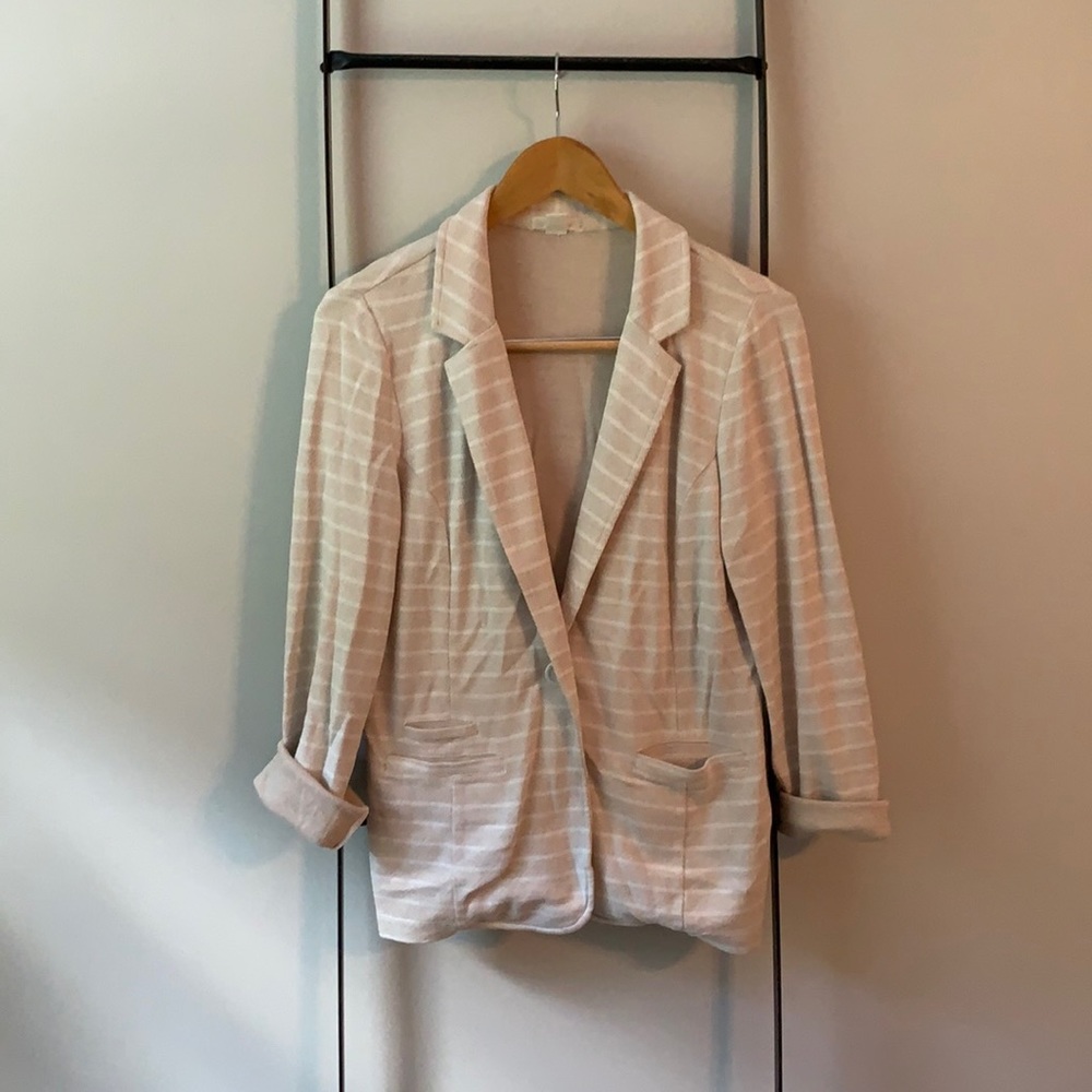 Caslon Casual Striped Khaki Blazer